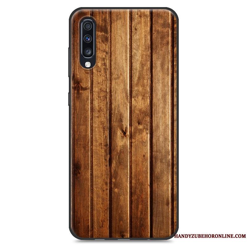 Samsung Galaxy A70 Dessin Animé Coque De Téléphone Téléphone Portable Gris Grain De Bois Marque De Tendance Silicone