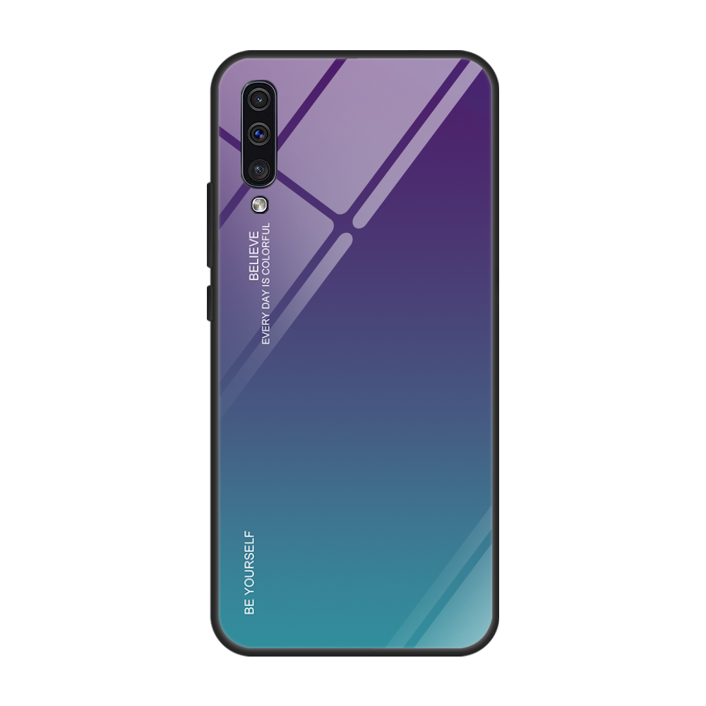 Samsung Galaxy A70 Dégradé De Couleur Coque Étoile Vert Verre Incassable Étui