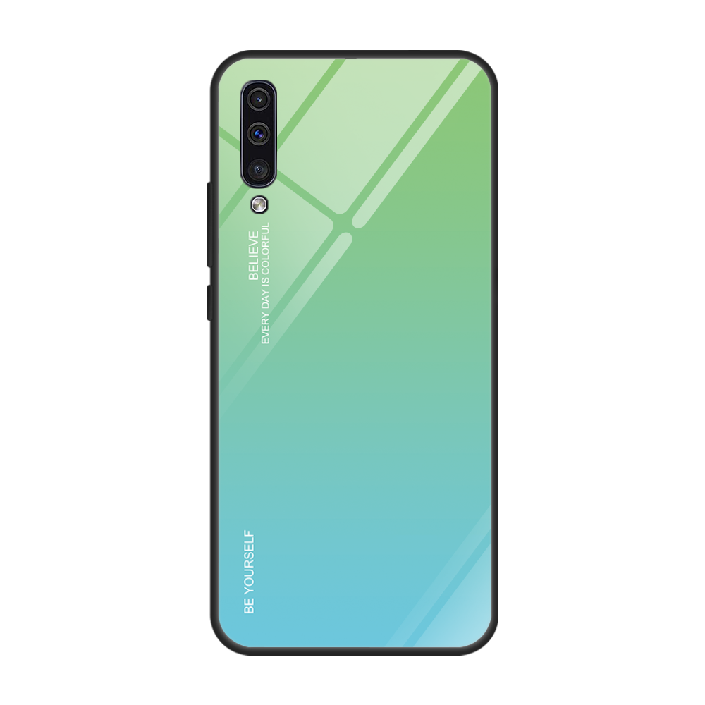 Samsung Galaxy A70 Dégradé De Couleur Coque Étoile Vert Verre Incassable Étui