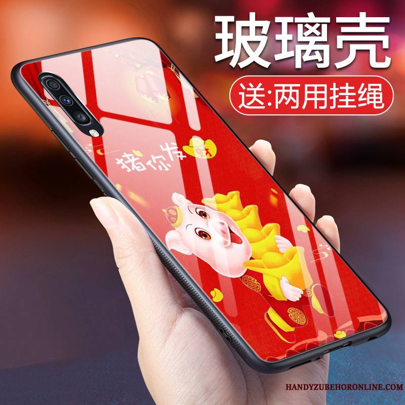 Samsung Galaxy A70 Verre Étui Rouge Chanceux Étoile Coque De Téléphone