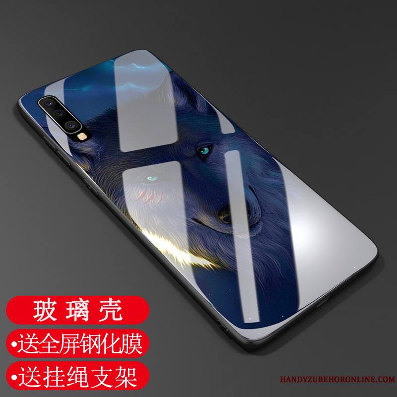 Samsung Galaxy A70 Étoile Modèle Coque De Téléphone Personnalité Étui Verre Bleu Marin
