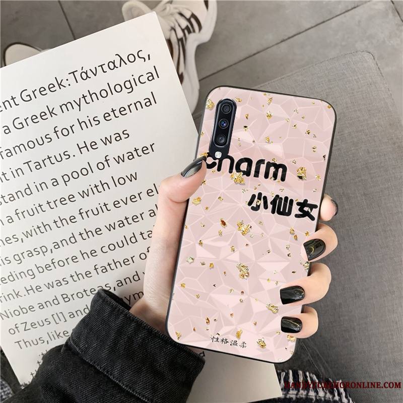 Samsung Galaxy A70s Coque Losange Tendance Étui Amoureux Protection Rose Étoile