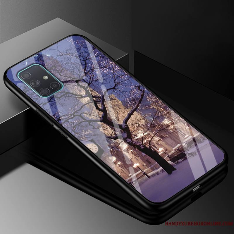 Samsung Galaxy A71 Coque Marque De Tendance Étoile Tout Compris Verre Téléphone Portable Créatif Noir