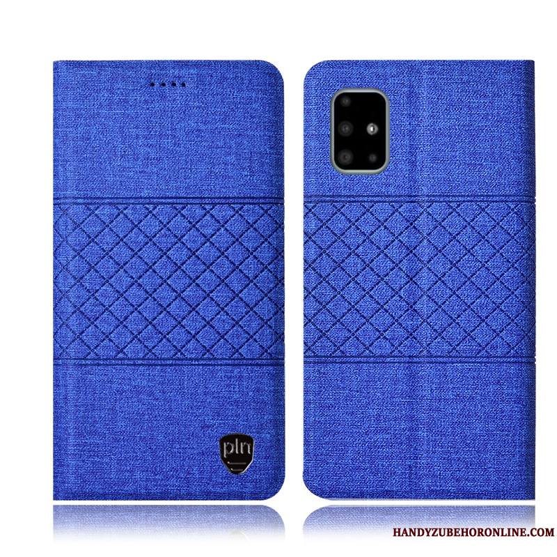 Samsung Galaxy A71 Incassable Coque De Téléphone Étui Lin Housse Foncé Plaid