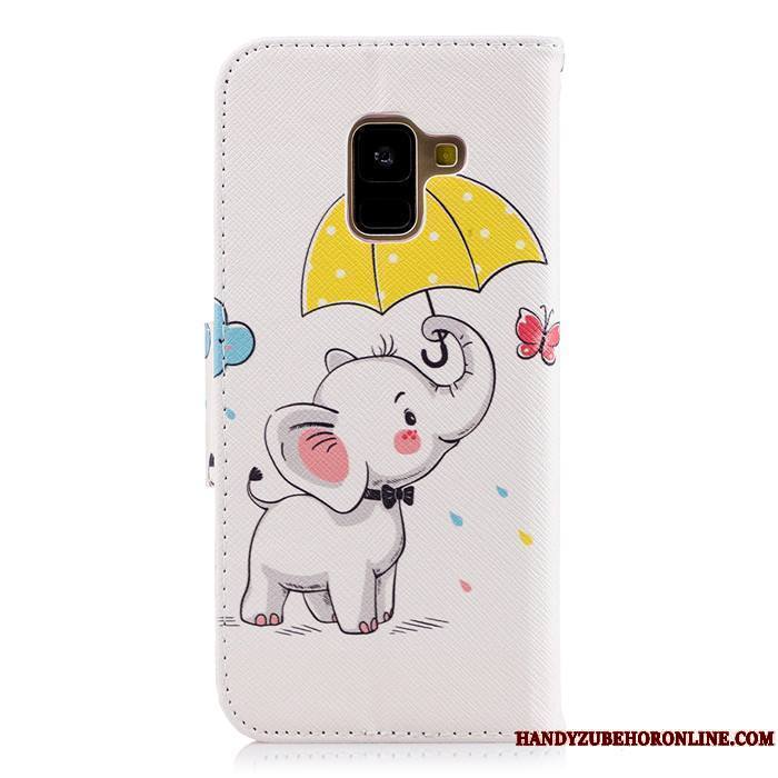 Samsung Galaxy A8 2018 Coque Créatif Housse Blanc Étui En Cuir Dessin Animé Protection Personnalité