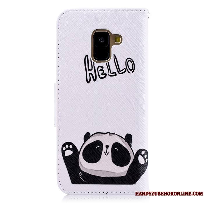 Samsung Galaxy A8 2018 Coque Créatif Housse Blanc Étui En Cuir Dessin Animé Protection Personnalité