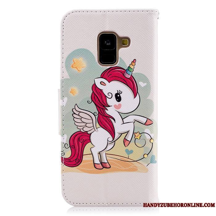 Samsung Galaxy A8 2018 Coque Créatif Housse Blanc Étui En Cuir Dessin Animé Protection Personnalité