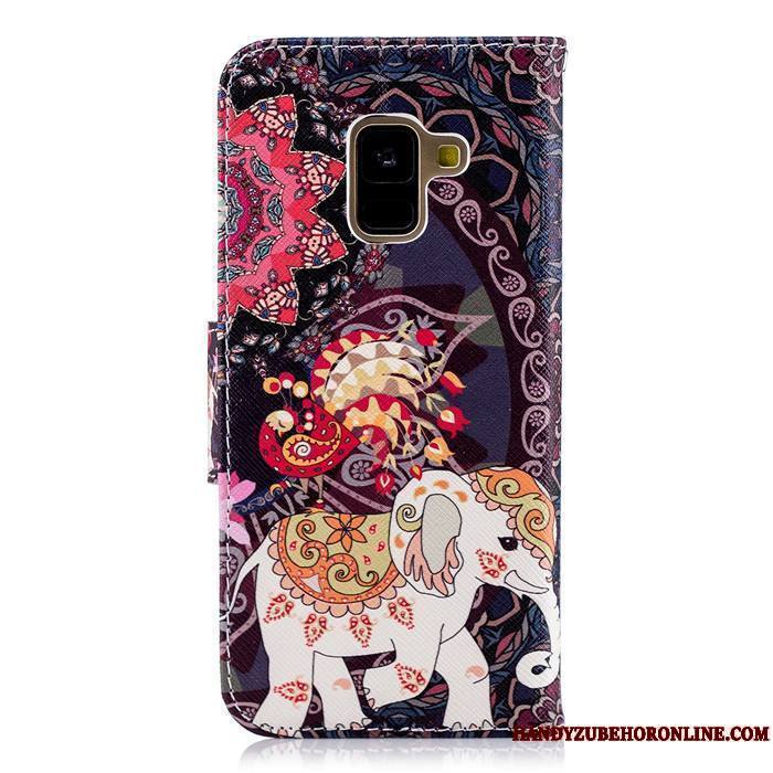 Samsung Galaxy A8 2018 Coque Créatif Housse Blanc Étui En Cuir Dessin Animé Protection Personnalité