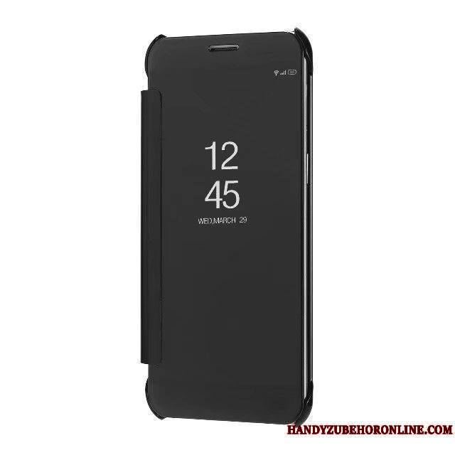Samsung Galaxy A8 2018 Coque Placage Étui En Cuir Miroir Étoile Rose Téléphone Portable