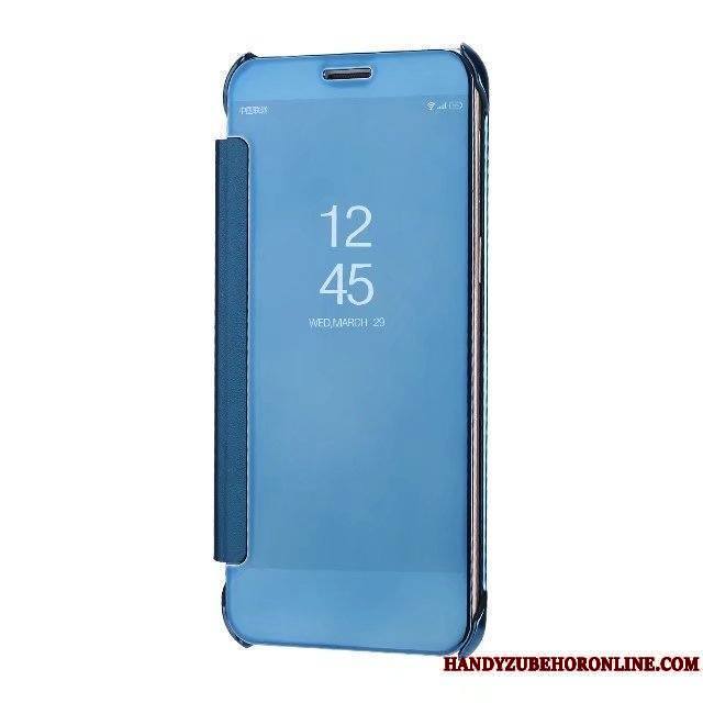 Samsung Galaxy A8 2018 Coque Placage Étui En Cuir Miroir Étoile Rose Téléphone Portable