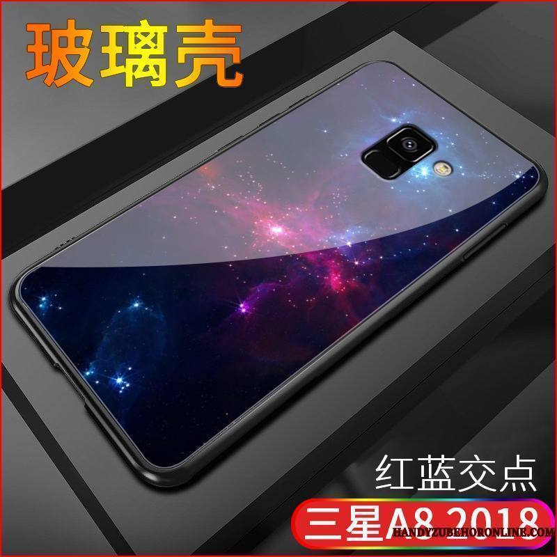 Samsung Galaxy A8 2018 Coque Violet Verre Étoile Silicone Tout Compris Fluide Doux