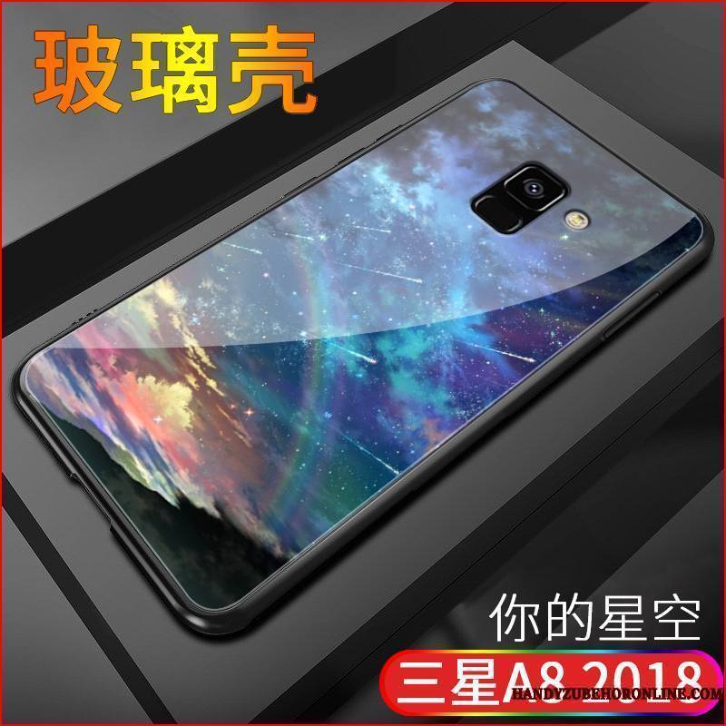 Samsung Galaxy A8 2018 Coque Violet Verre Étoile Silicone Tout Compris Fluide Doux