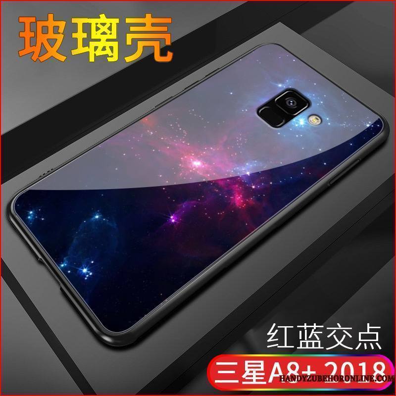 Samsung Galaxy A8 2018 Coque Violet Verre Étoile Silicone Tout Compris Fluide Doux