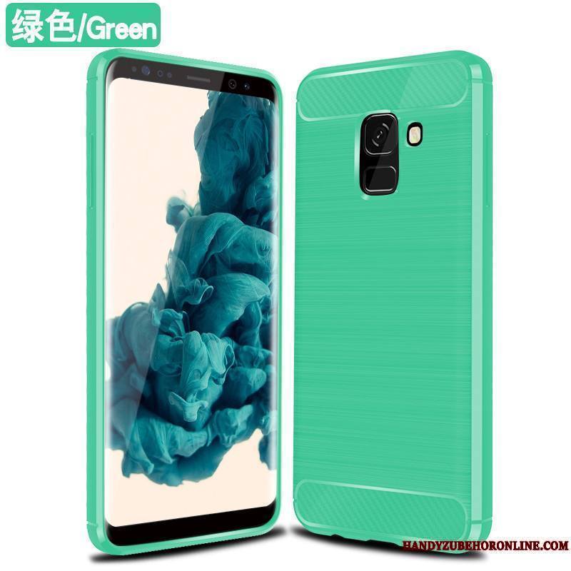 Samsung Galaxy A8 2018 Fibre Vert Coque De Téléphone Étui Protection Étoile Soie