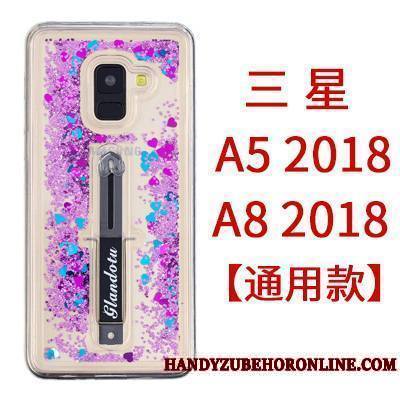 Samsung Galaxy A8 2018 Étui Coque De Téléphone Rose Ornements Suspendus Fluide Doux Quicksand Créatif