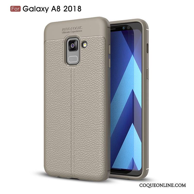 Samsung Galaxy A8+ Coque Business Protection Étoile Incassable Étui Gris Nouveau