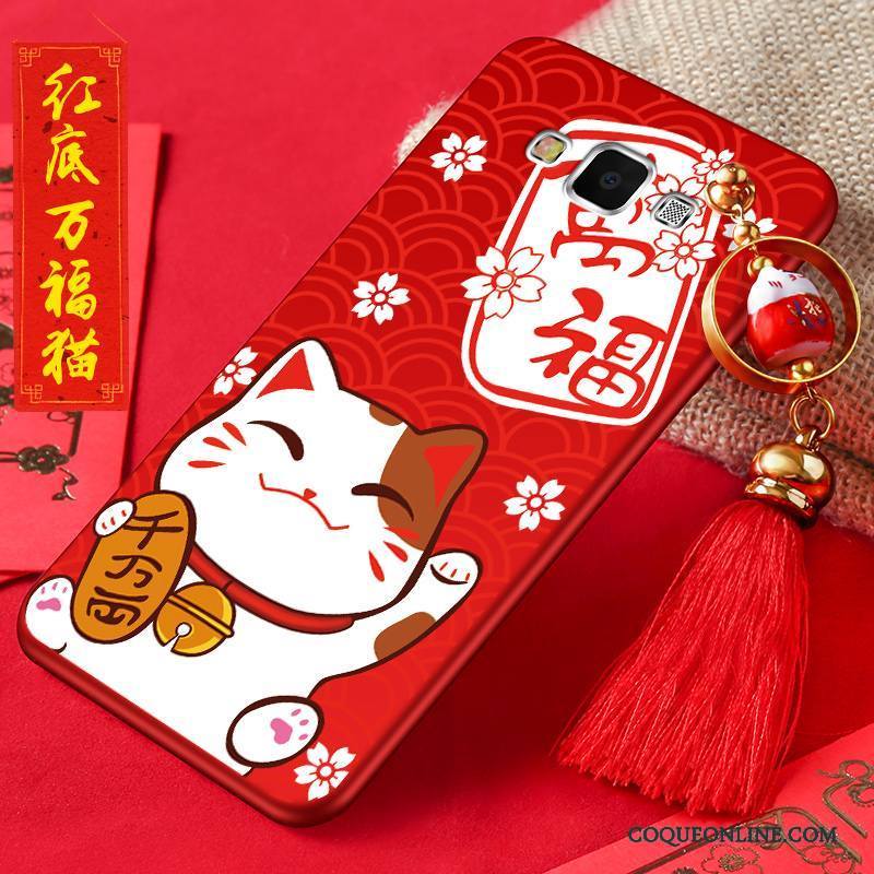 Samsung Galaxy A8 Coque Chat Tout Compris Fluide Doux Rouge Silicone Étoile Incassable