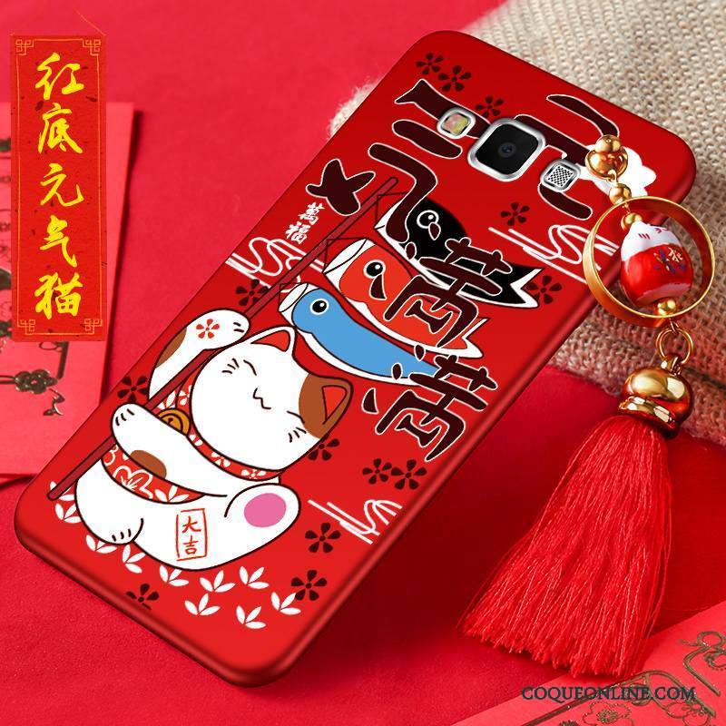 Samsung Galaxy A8 Coque Chat Tout Compris Fluide Doux Rouge Silicone Étoile Incassable