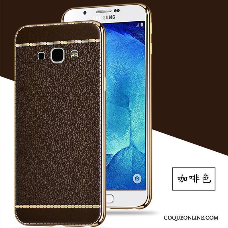 Samsung Galaxy A8 Coque Incassable Silicone Noir Cuir Tout Compris Placage Étoile