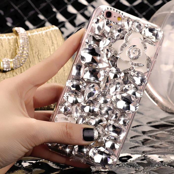 Samsung Galaxy A8 Coque Étui Incassable Silicone Strass Très Mince Argent Protection