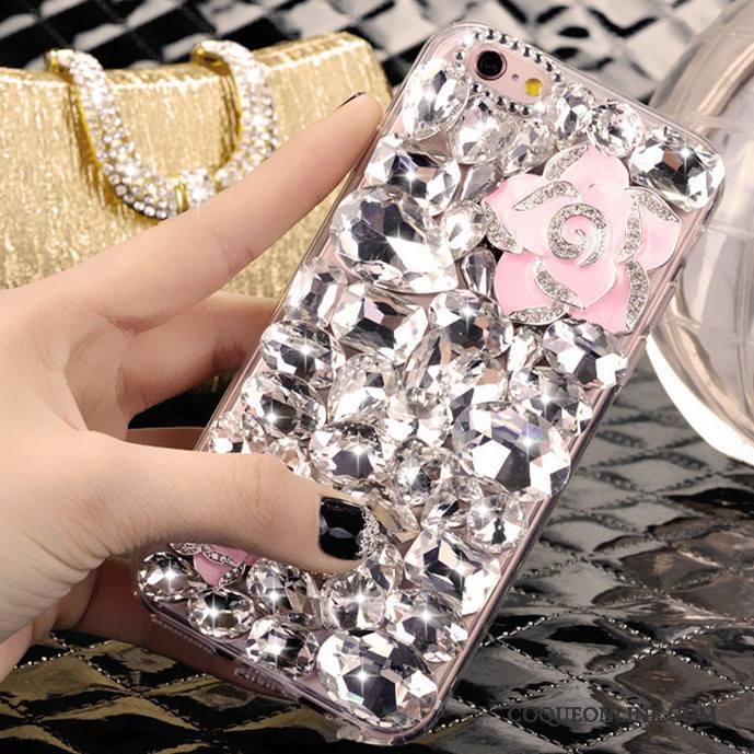 Samsung Galaxy A8 Coque Étui Incassable Silicone Strass Très Mince Argent Protection