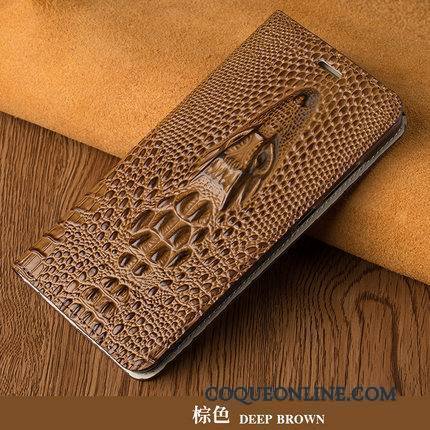 Samsung Galaxy A8+ Cuir Véritable Housse Difficile Fluide Doux Coque Incassable Marron