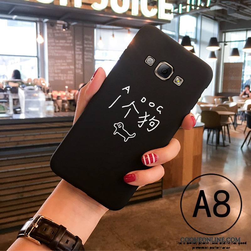 Samsung Galaxy A8 Fluide Doux Créatif Coque De Téléphone Très Mince Tendance Noir Dessin Animé