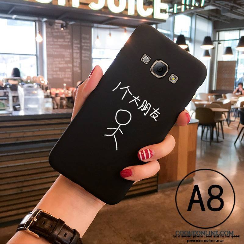 Samsung Galaxy A8 Fluide Doux Créatif Coque De Téléphone Très Mince Tendance Noir Dessin Animé