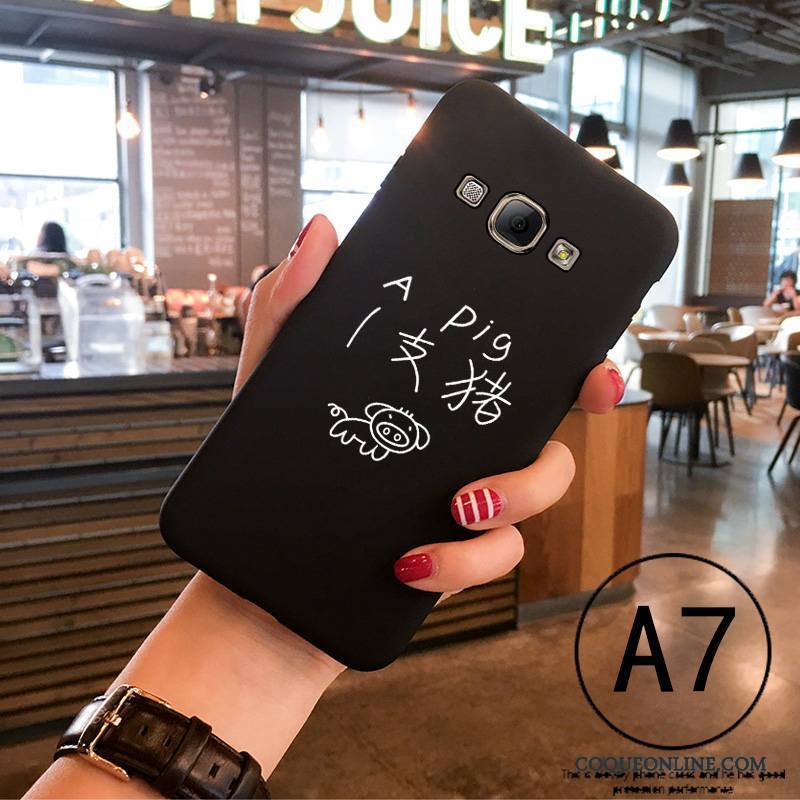 Samsung Galaxy A8 Fluide Doux Créatif Coque De Téléphone Très Mince Tendance Noir Dessin Animé