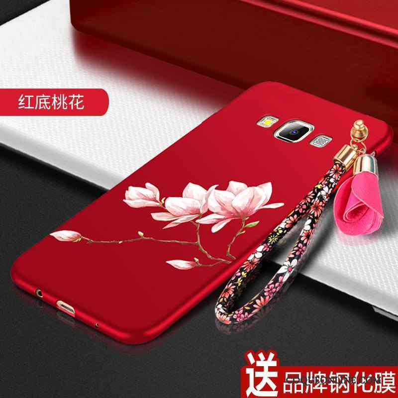 Samsung Galaxy A8 Rouge Délavé En Daim Coque Fluide Doux De Téléphone Protection Incassable