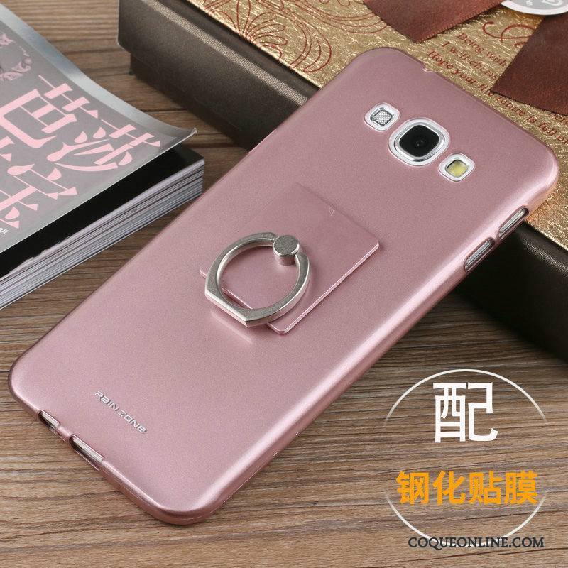 Samsung Galaxy A8 Simple Légère Or Rose Protection Délavé En Daim Coque Incassable