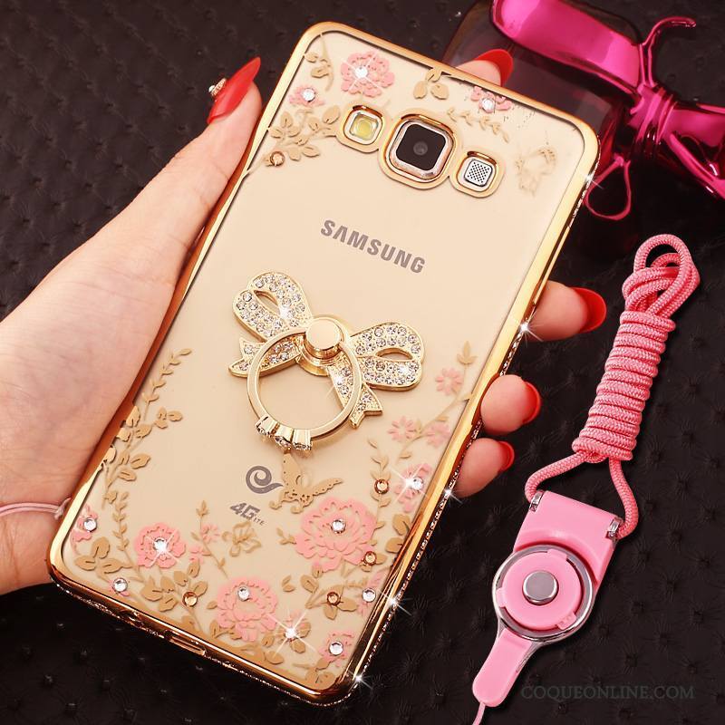 Samsung Galaxy A8 Étui Coque De Téléphone Silicone Fluide Doux Strass Or Étoile
