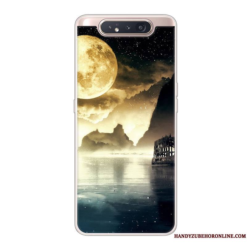 Samsung Galaxy A80 Coque Créatif Dessin Animé Étui Protection Tendance Incassable Noir