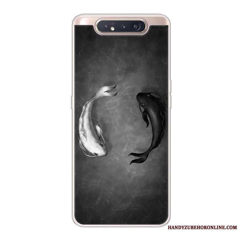 Samsung Galaxy A80 Coque Créatif Dessin Animé Étui Protection Tendance Incassable Noir