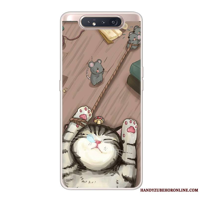 Samsung Galaxy A80 Coque Créatif Dessin Animé Étui Protection Tendance Incassable Noir