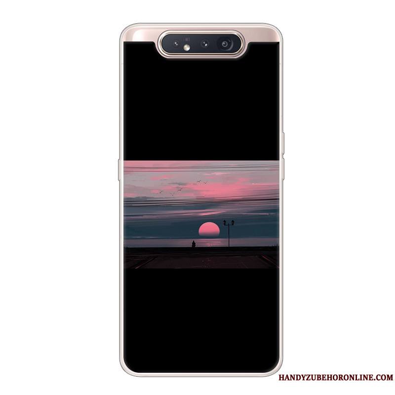 Samsung Galaxy A80 Coque Créatif Dessin Animé Étui Protection Tendance Incassable Noir