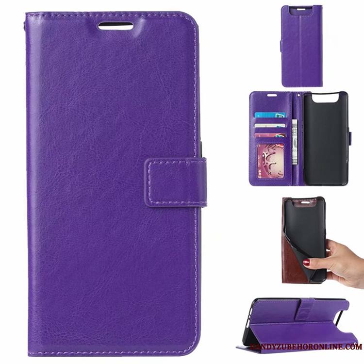 Samsung Galaxy A80 Coque De Téléphone Étoile Violet Étui En Cuir Clamshell