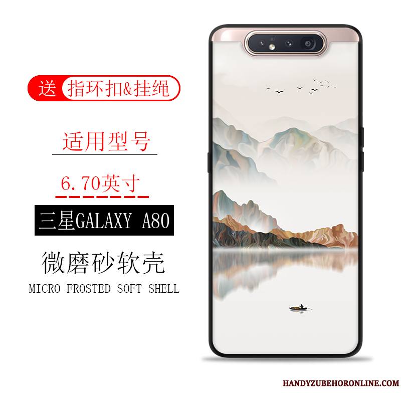 Samsung Galaxy A80 Incassable Coque De Téléphone Étoile Encre Délavé En Daim Étui Tout Compris