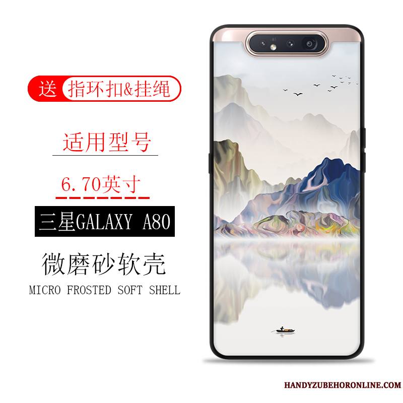 Samsung Galaxy A80 Incassable Coque De Téléphone Étoile Encre Délavé En Daim Étui Tout Compris