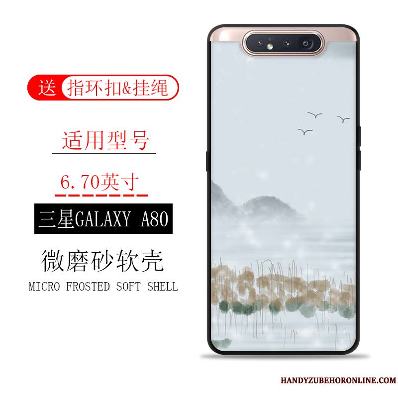 Samsung Galaxy A80 Incassable Coque De Téléphone Étoile Encre Délavé En Daim Étui Tout Compris