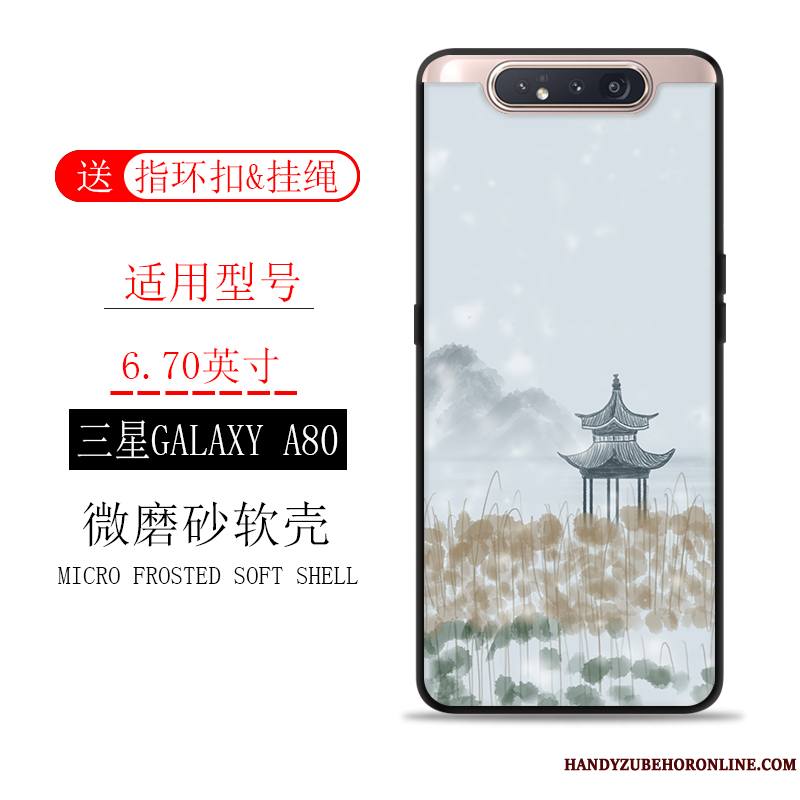 Samsung Galaxy A80 Incassable Coque De Téléphone Étoile Encre Délavé En Daim Étui Tout Compris