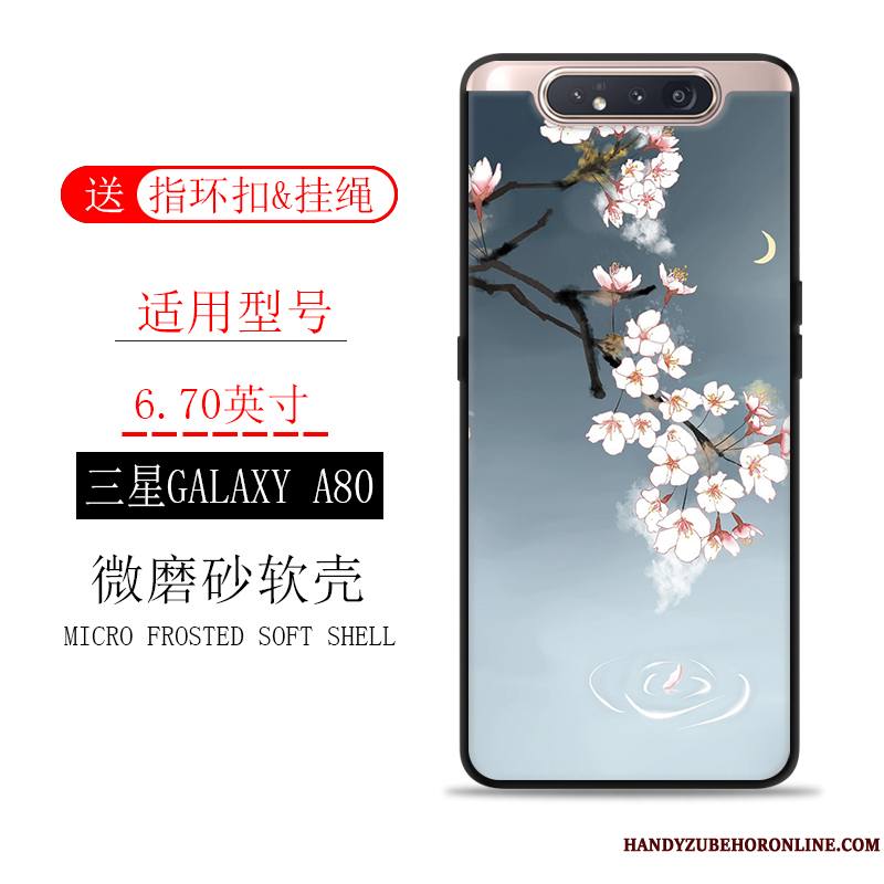 Samsung Galaxy A80 Incassable Coque De Téléphone Étoile Encre Délavé En Daim Étui Tout Compris