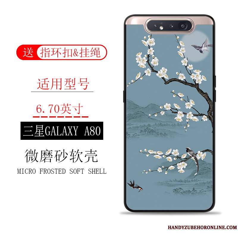 Samsung Galaxy A80 Incassable Coque De Téléphone Étoile Encre Délavé En Daim Étui Tout Compris