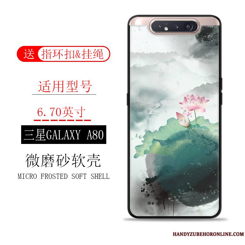 Samsung Galaxy A80 Incassable Coque De Téléphone Étoile Encre Délavé En Daim Étui Tout Compris