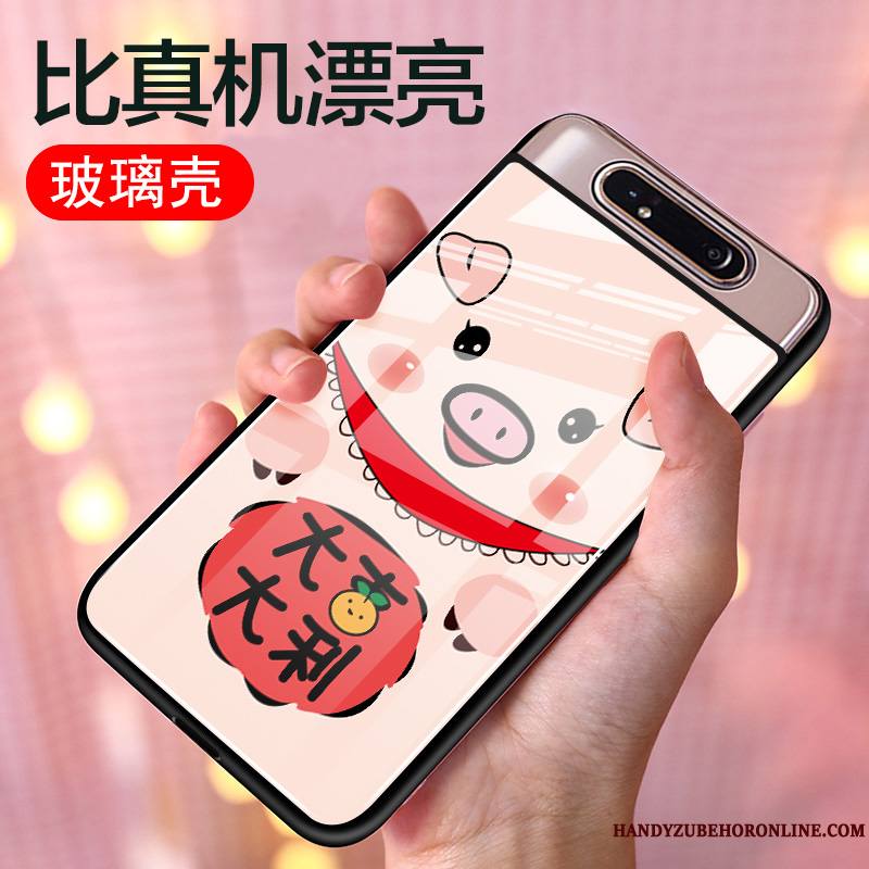 Samsung Galaxy A80 Étui Coque De Téléphone Verre Étoile Dessin Animé Tout Compris Rouge