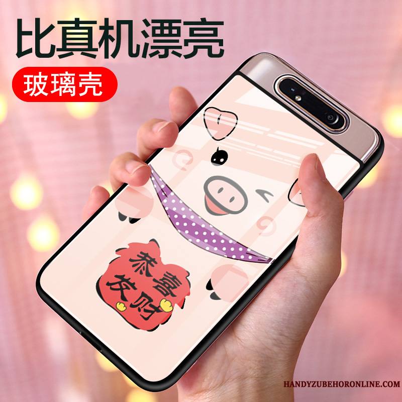 Samsung Galaxy A80 Étui Coque De Téléphone Verre Étoile Dessin Animé Tout Compris Rouge