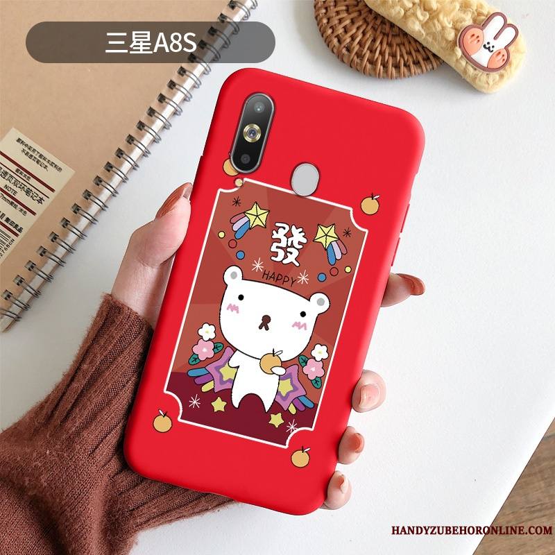 Samsung Galaxy A8s Coque De Téléphone Dessin Animé Nouveau Net Rouge Silicone Délavé En Daim Mode