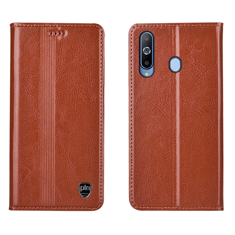 Samsung Galaxy A8s Coque De Téléphone Tout Compris Étoile Téléphone Portable Incassable Cuir Véritable Noir