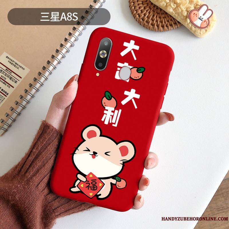 Samsung Galaxy A8s Coque Silicone Très Mince Incassable Personnalité Style Chinois Rouge Étoile