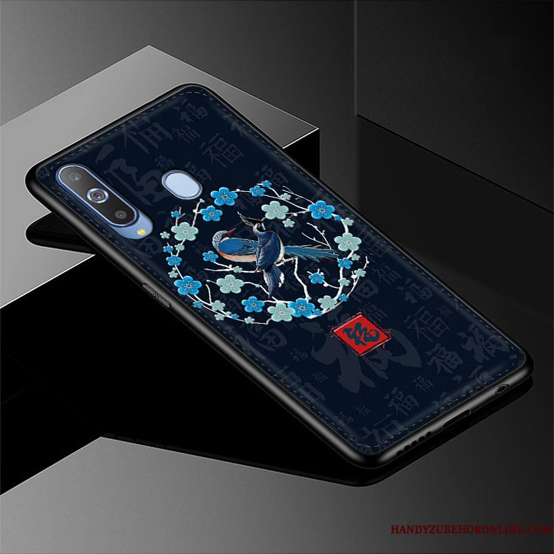 Samsung Galaxy A8s Tendance Coque De Téléphone Bleu Protection Cuir Gaufrage Étoile